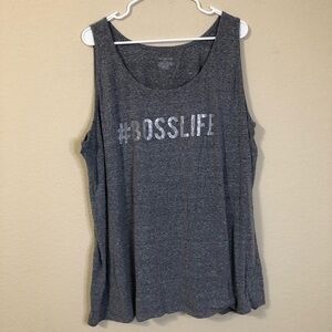 Lane Bryant Tank Top Gray #BOSSLIFE Athletic Athleisure Plus Size Space Dyed